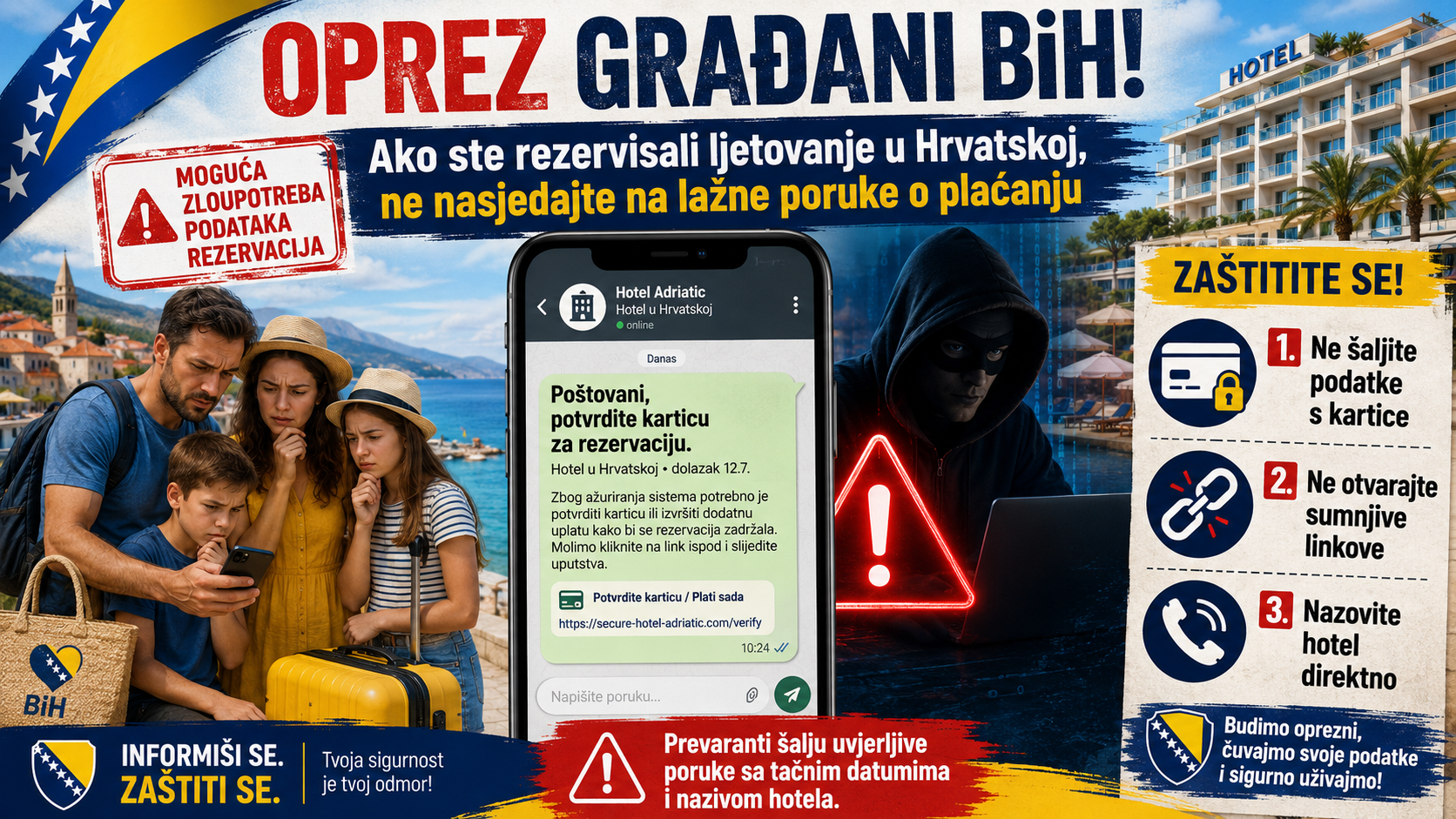 Ozbiljan sigurnosni propust u Hrvatskoj: građani BiH koji su rezervisali ljetovanje mogu biti meta prevaranata